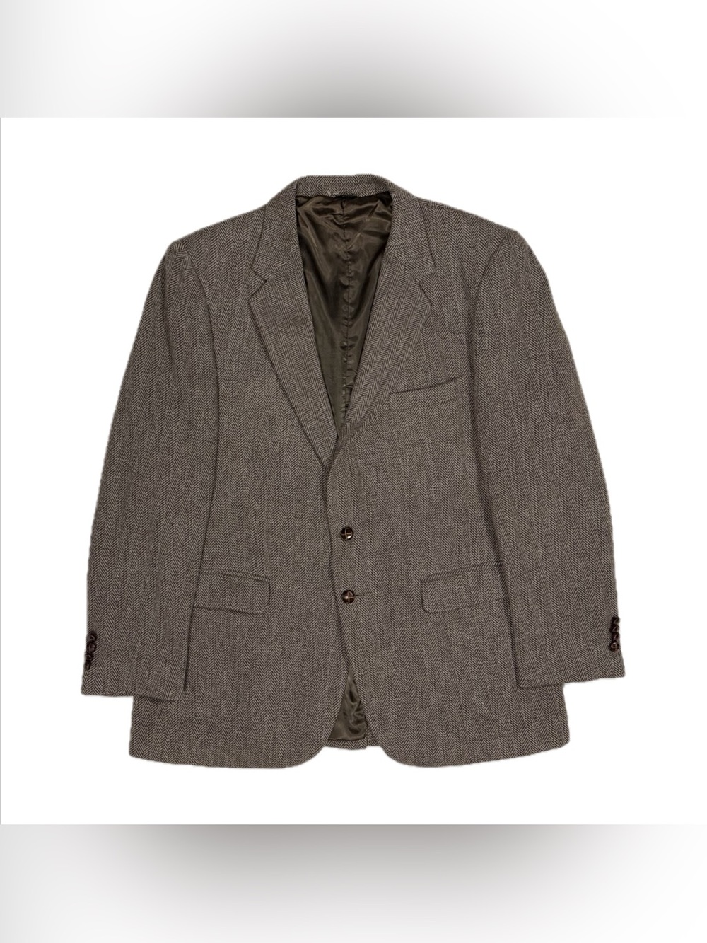 Vtg Joe Namath 100% Wool Brown Herringbone Tweed Blazer Sport Coat Mens 48L